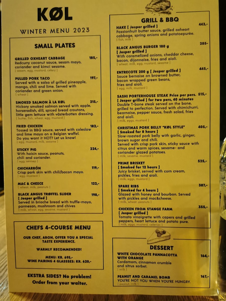 Menu Restaurant Køl As-1