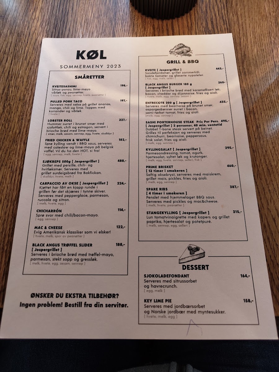 Menu Restaurant Køl As-2